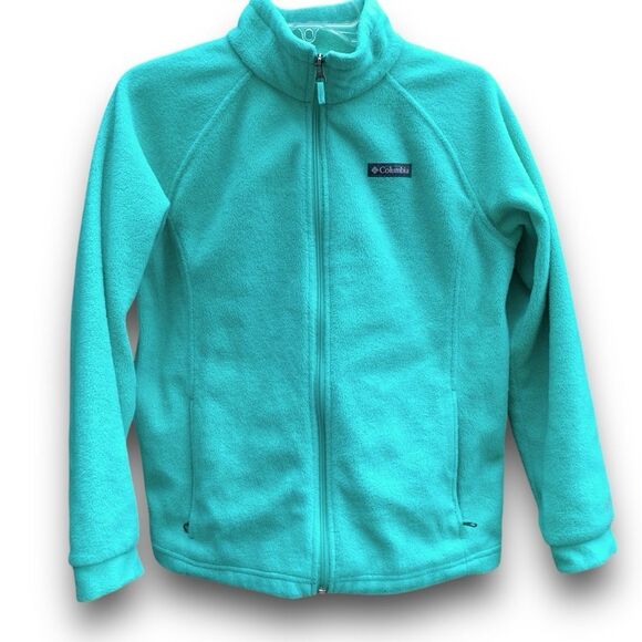 Columbia Fleece Full Zip Jacket Sweater Mint Green Girl’s Size XL - Picture 1 of 13
